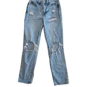 PacSun Mom Jeans Light Wash Distressed‎ Ripped High Rise Women's 22